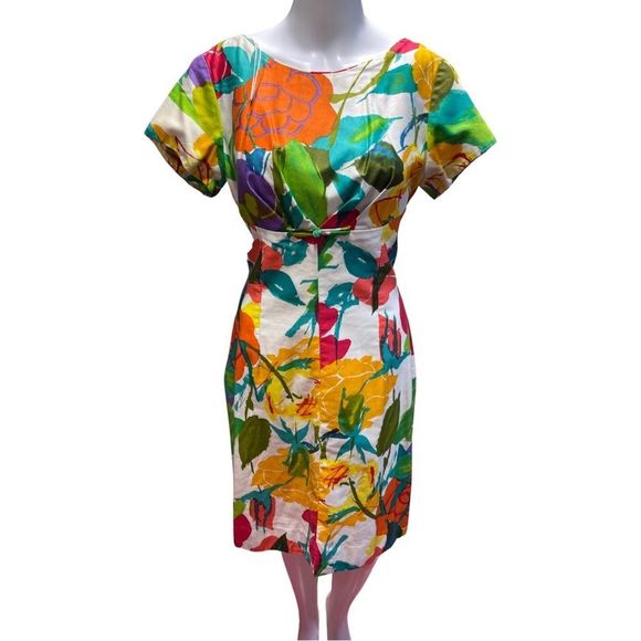 VINTAGE 60/70s Alice Polynesian Fashion Floral Knee Length Sheath Dress. - Picture 7 of 10